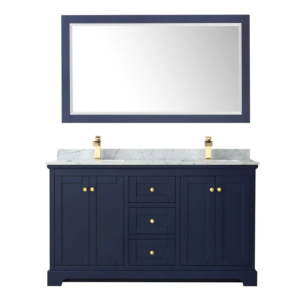 Avery 60 Inch Double Bathroom Vanity in Dark Blue