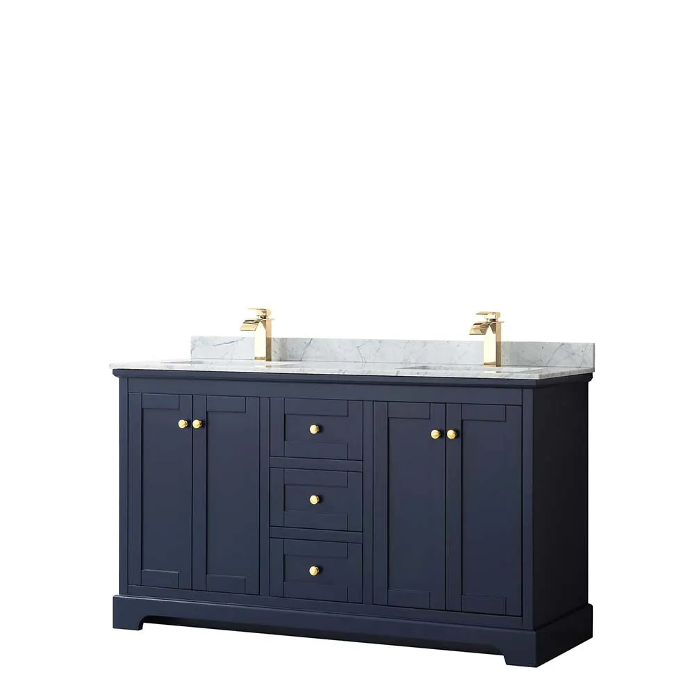 Avery 60 Inch Double Bathroom Vanity in Dark Blue