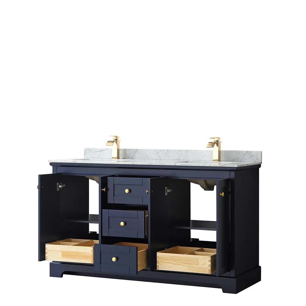 Avery 60 Inch Double Bathroom Vanity in Dark Blue
