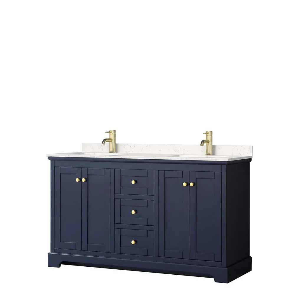 Avery 60 Inch Double Bathroom Vanity in Dark Blue