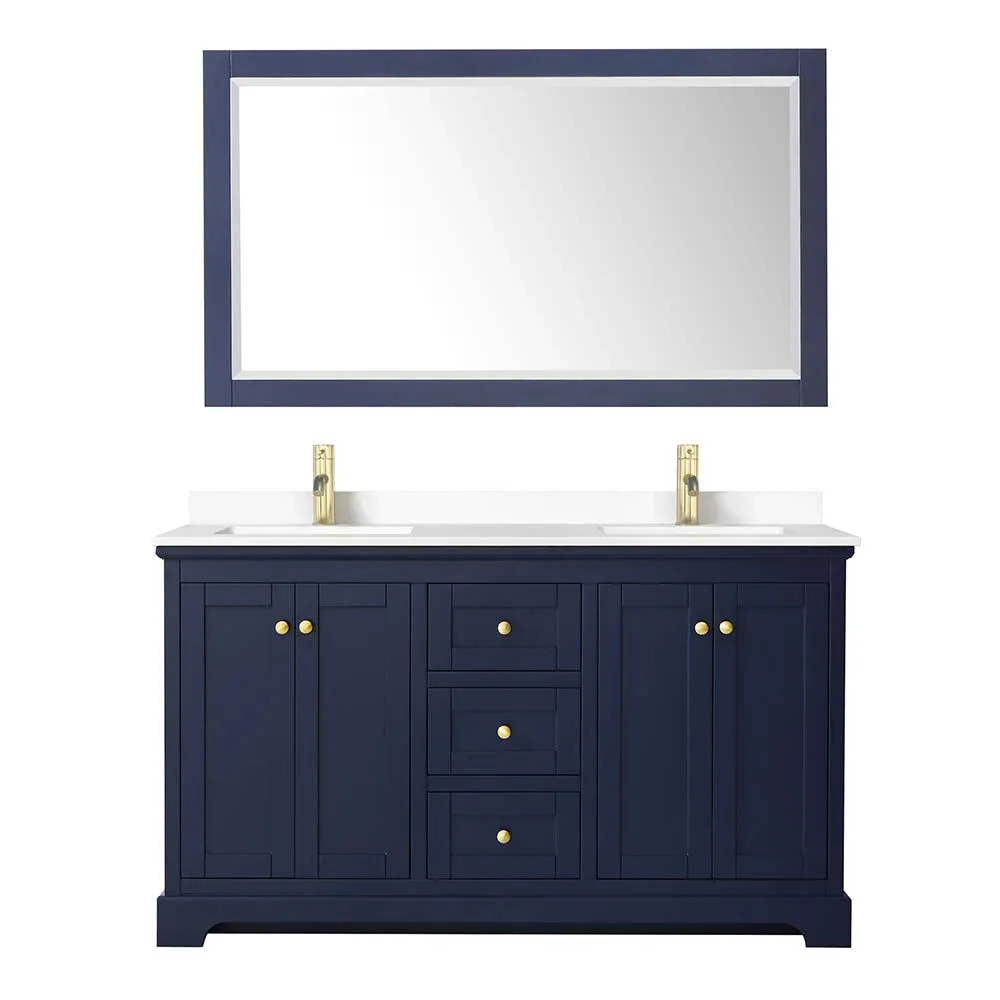 Avery 60 Inch Double Bathroom Vanity in Dark Blue