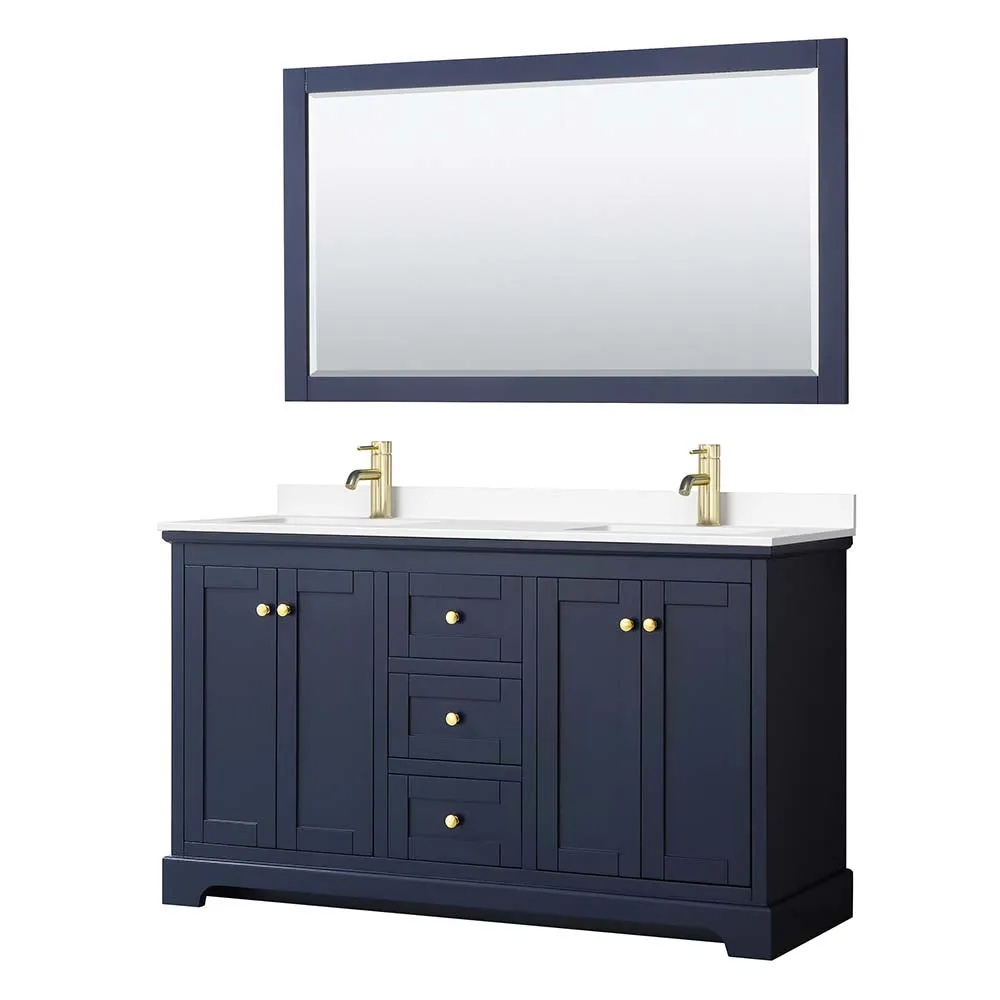 Avery 60 Inch Double Bathroom Vanity in Dark Blue