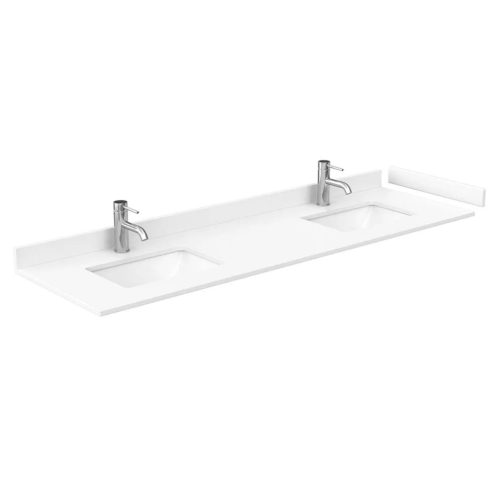 Avery 72 Inch Double Bathroom Vanity in White - Brushed Gold Trim
