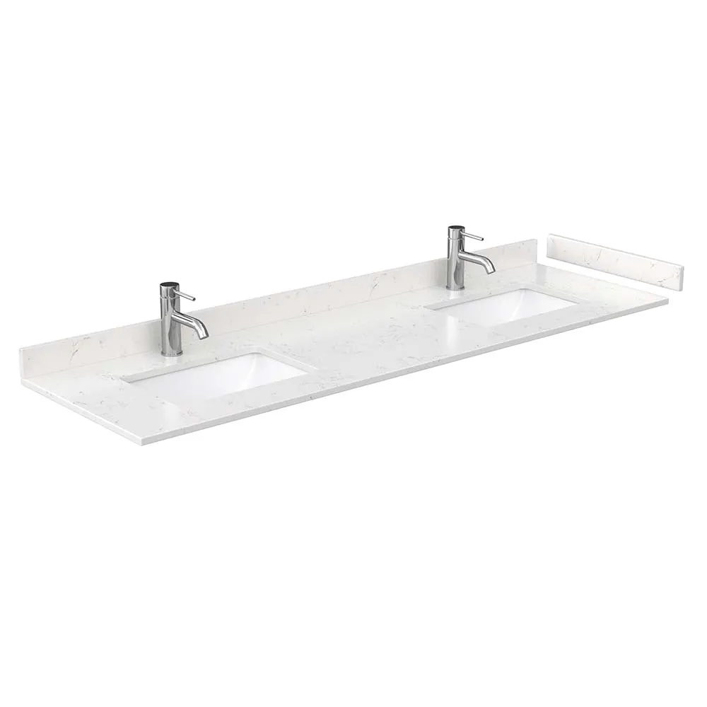 Avery 72 Inch Double Bathroom Vanity in White - Brushed Gold Trim