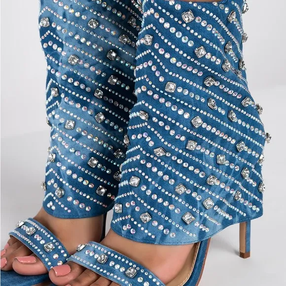 AZALEA WANG SAY IT LIKE YOU MEAN IT STILETTO SANDAL IN DENIM