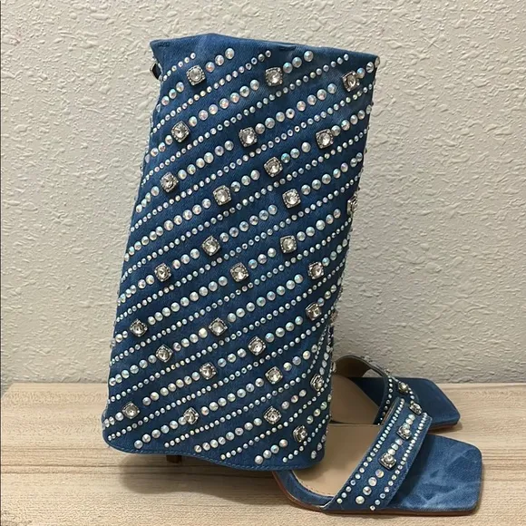 AZALEA WANG SAY IT LIKE YOU MEAN IT STILETTO SANDAL IN DENIM