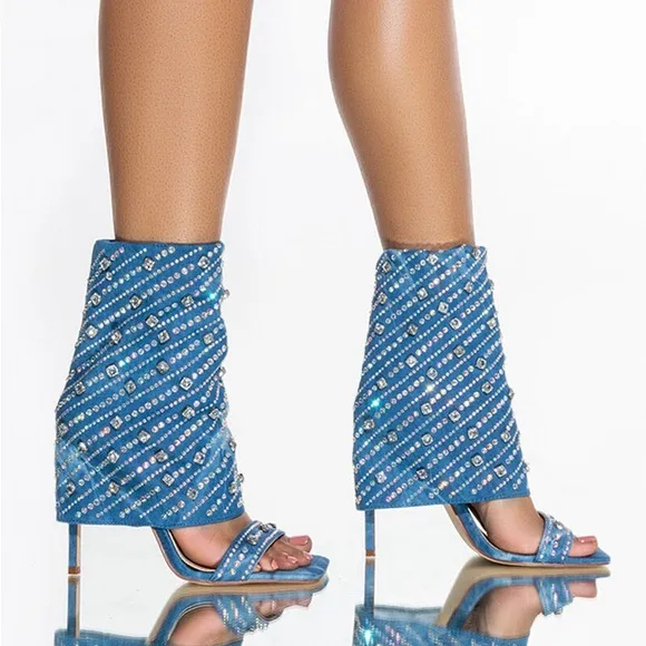 AZALEA WANG SAY IT LIKE YOU MEAN IT STILETTO SANDAL IN DENIM