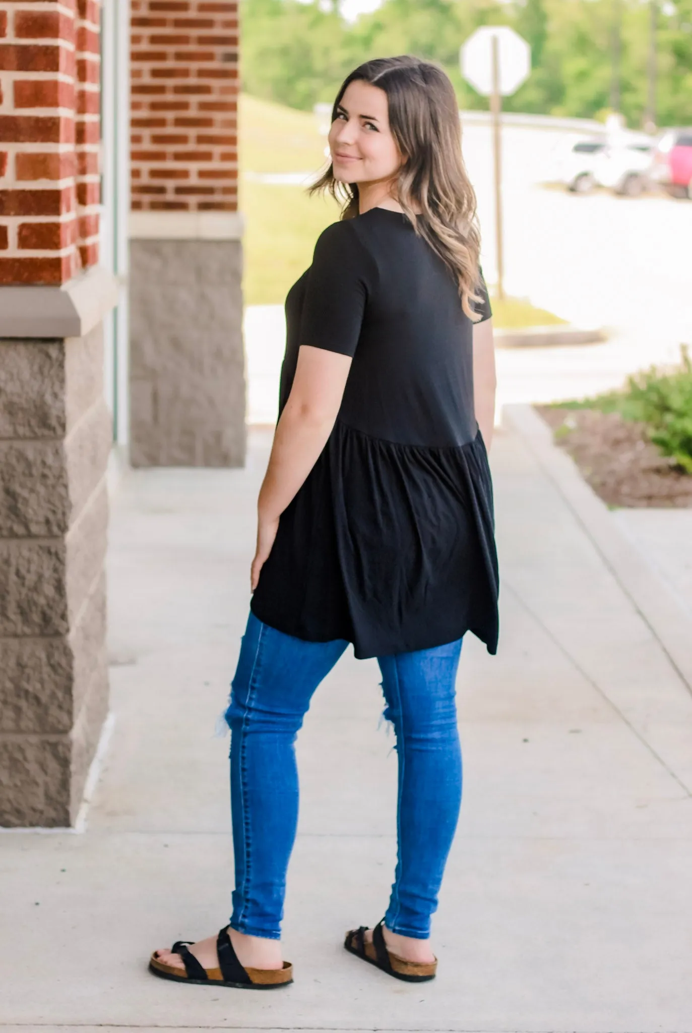 Believe in Me Babydoll Top in Black