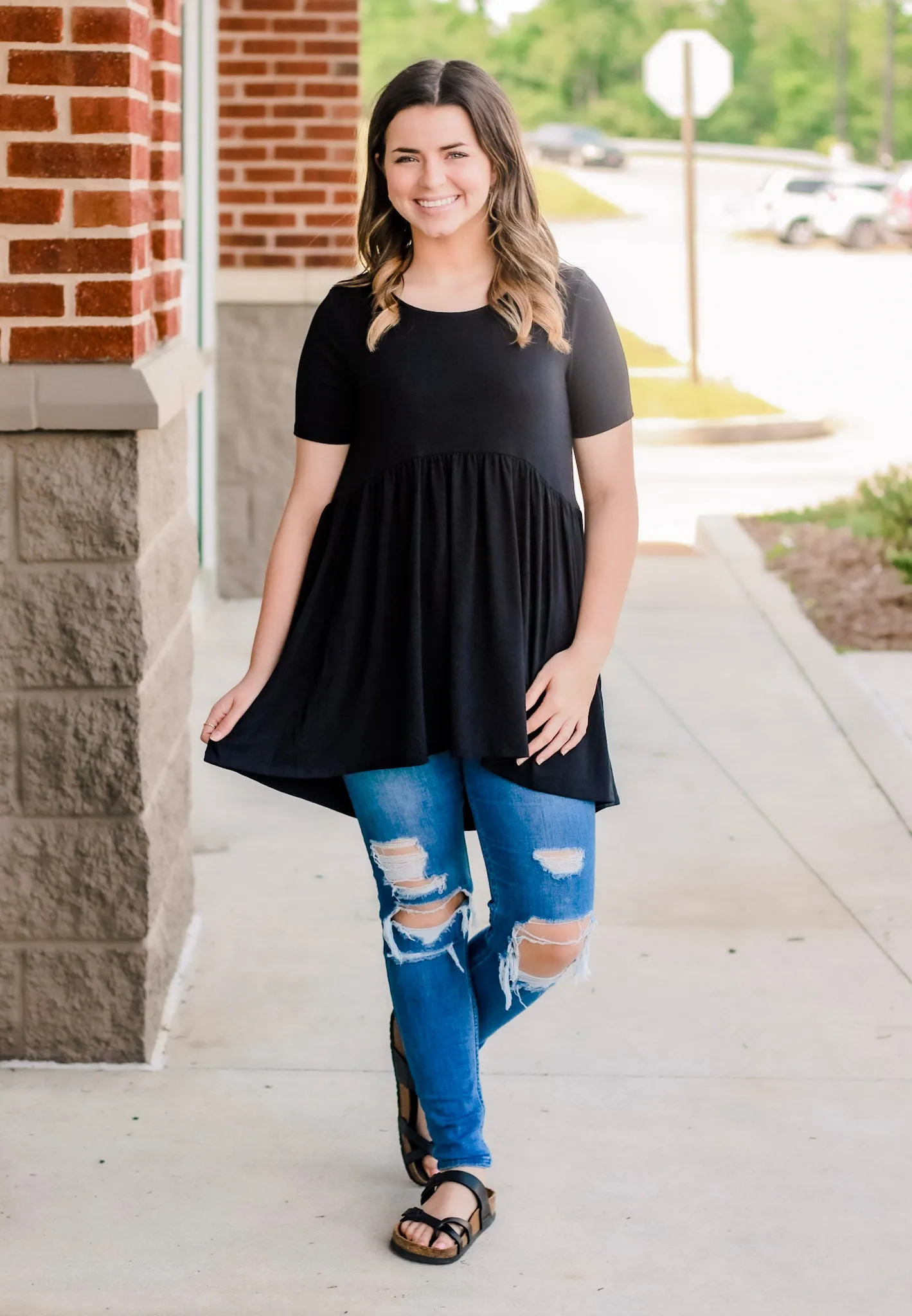 Believe in Me Babydoll Top in Black