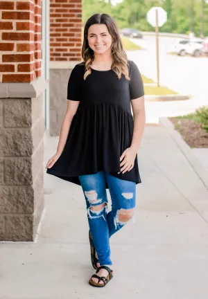Believe in Me Babydoll Top in Black