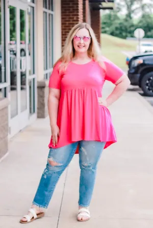 Believe in Me Babydoll Top in Fuchsia