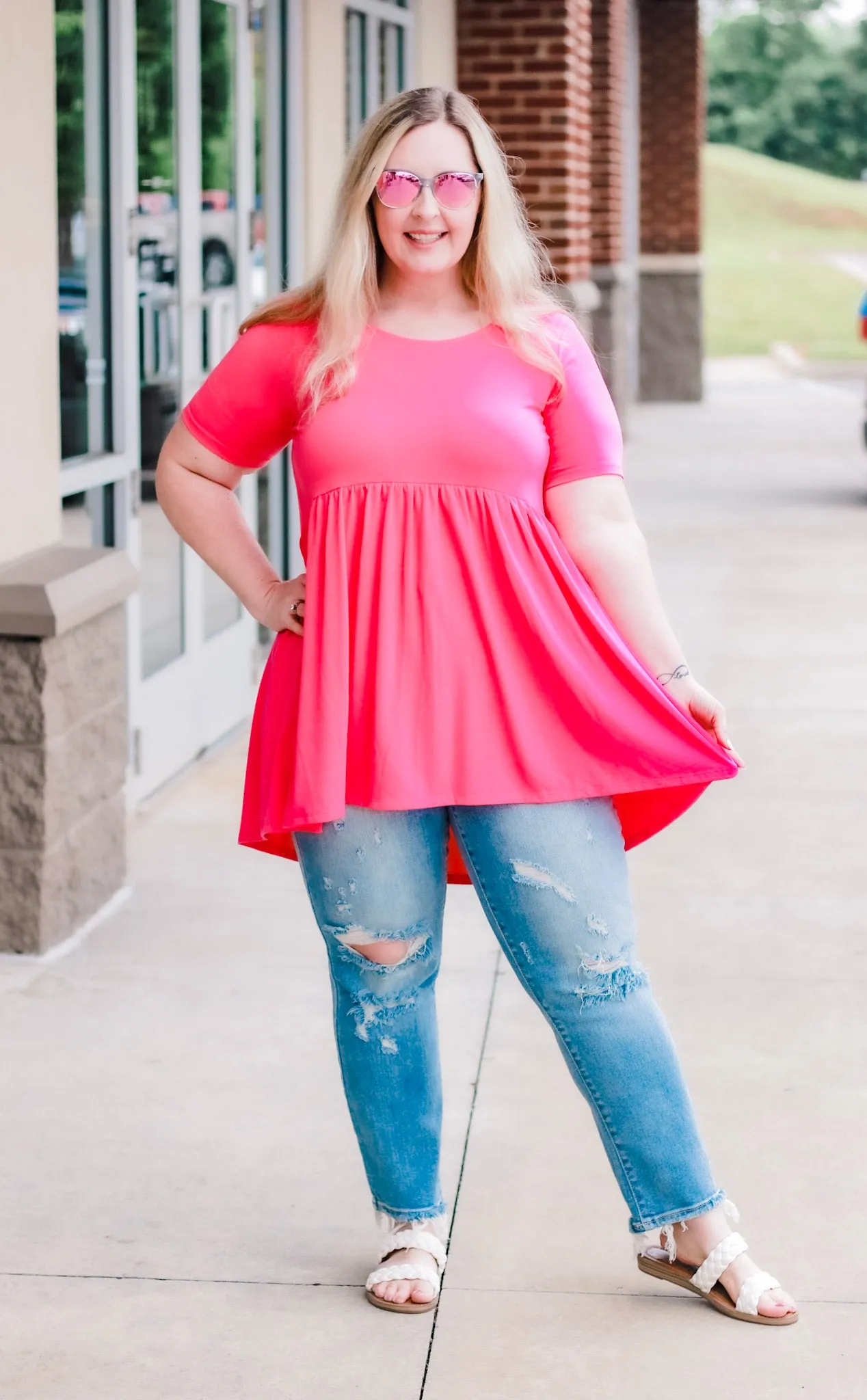 Believe in Me Babydoll Top in Fuchsia