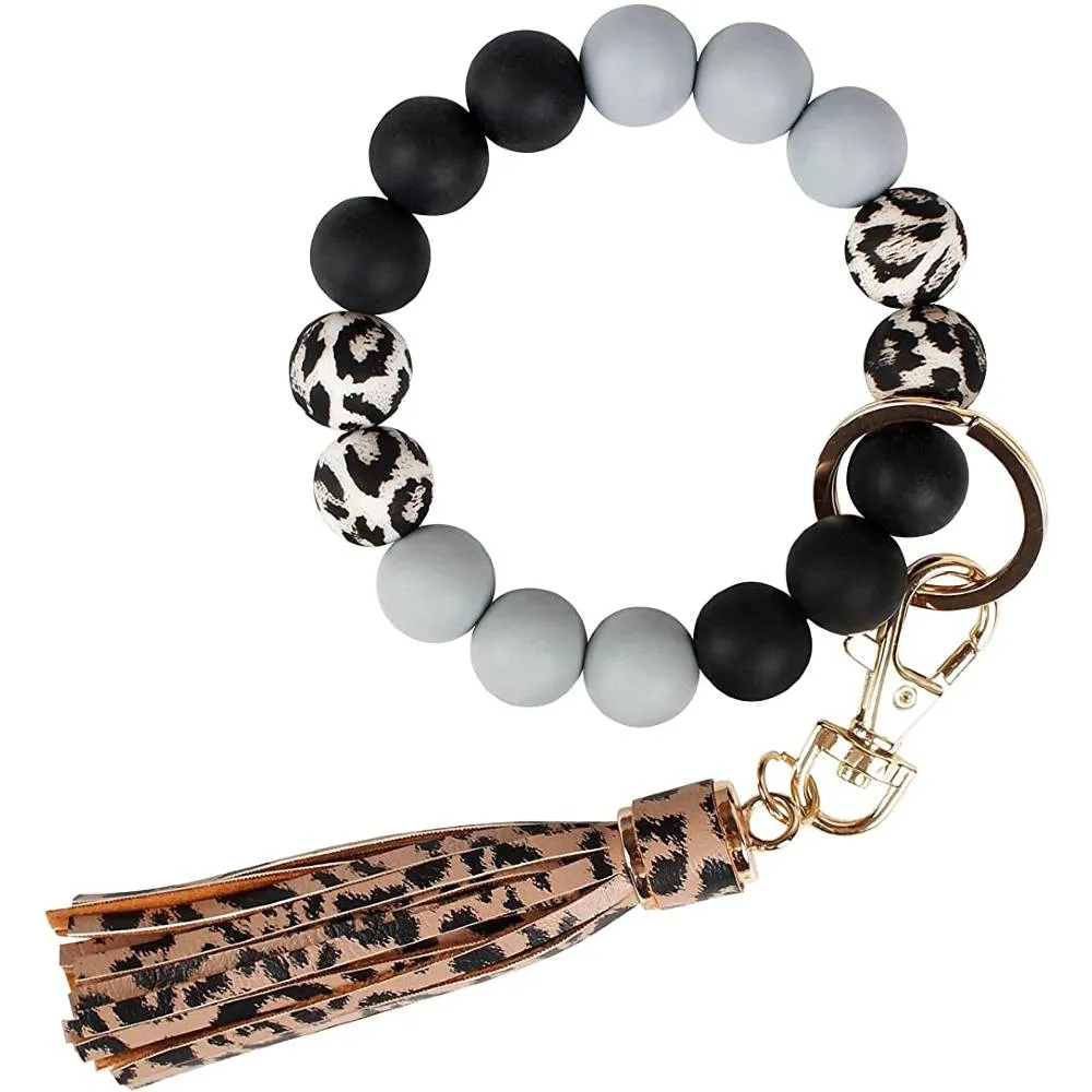 BIHRTC Silicone Key Ring Bracelets Wristlet Keychain Wallet with Net Chapstick Holder for Women | Multiple Colors