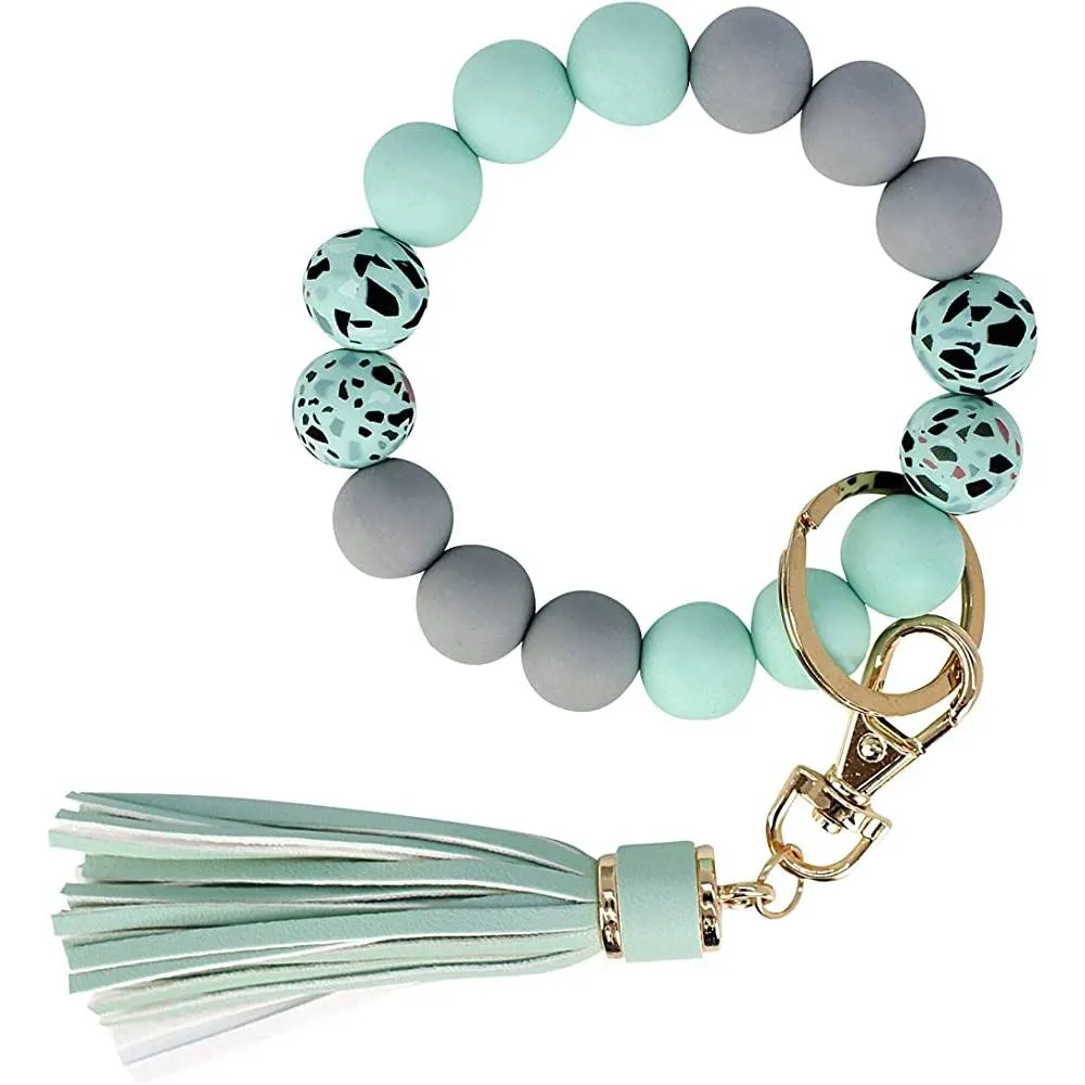 BIHRTC Silicone Key Ring Bracelets Wristlet Keychain Wallet with Net Chapstick Holder for Women | Multiple Colors