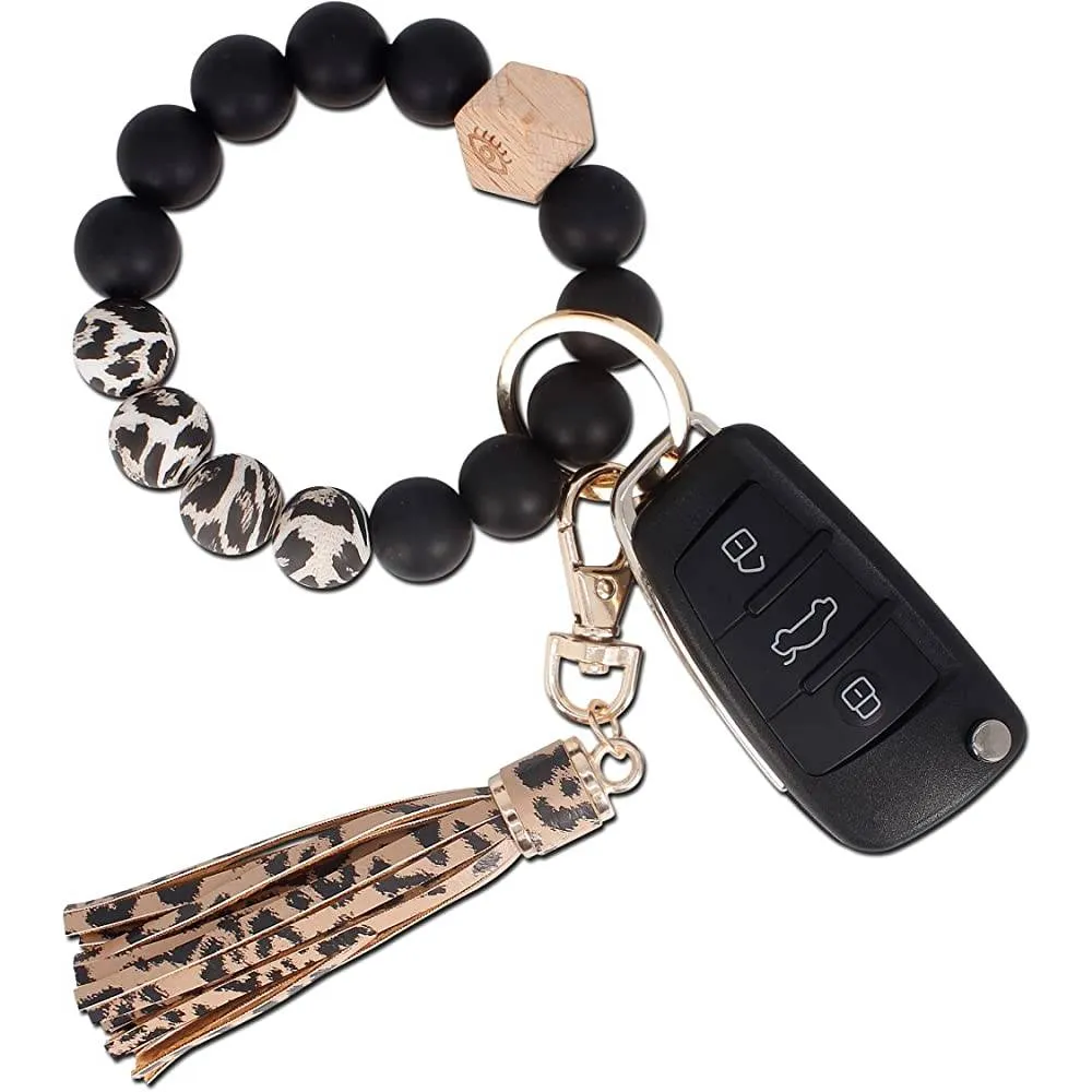 BIHRTC Silicone Key Ring Bracelets Wristlet Keychain Wallet with Net Chapstick Holder for Women | Multiple Colors