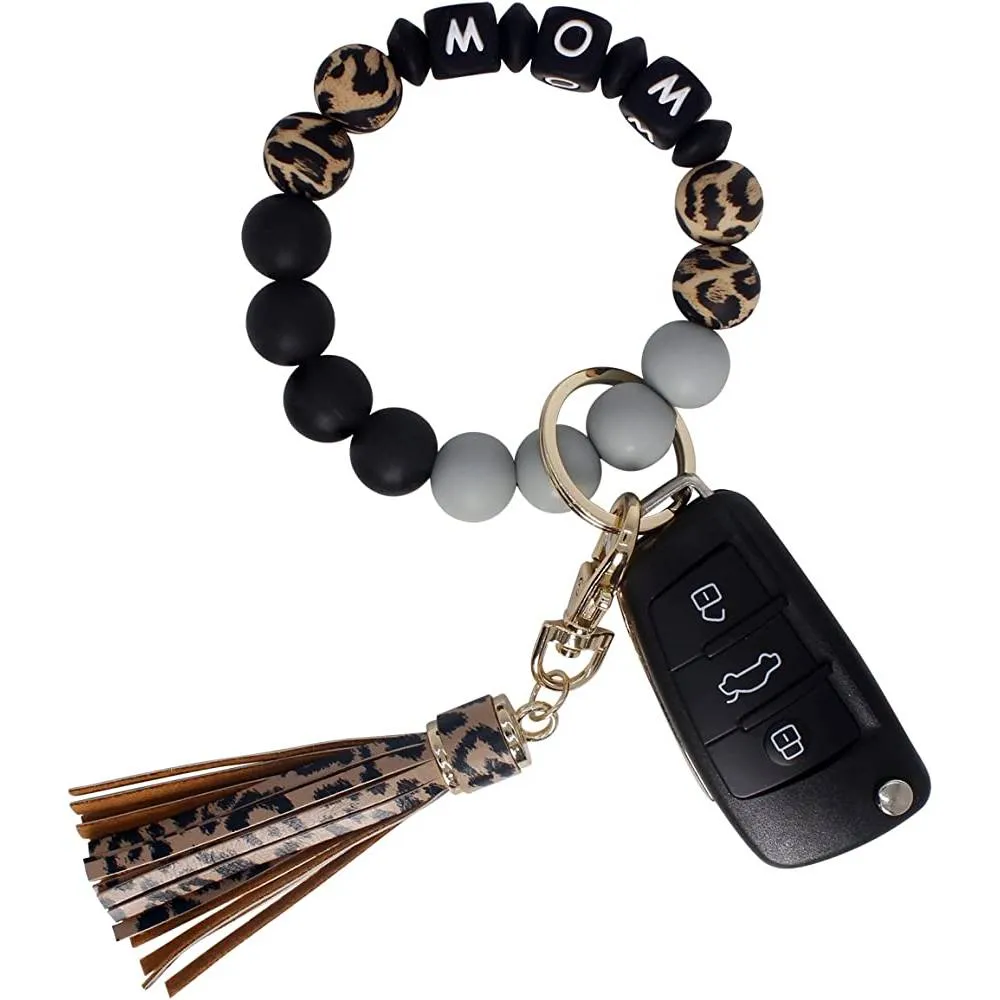 BIHRTC Silicone Key Ring Bracelets Wristlet Keychain Wallet with Net Chapstick Holder for Women | Multiple Colors