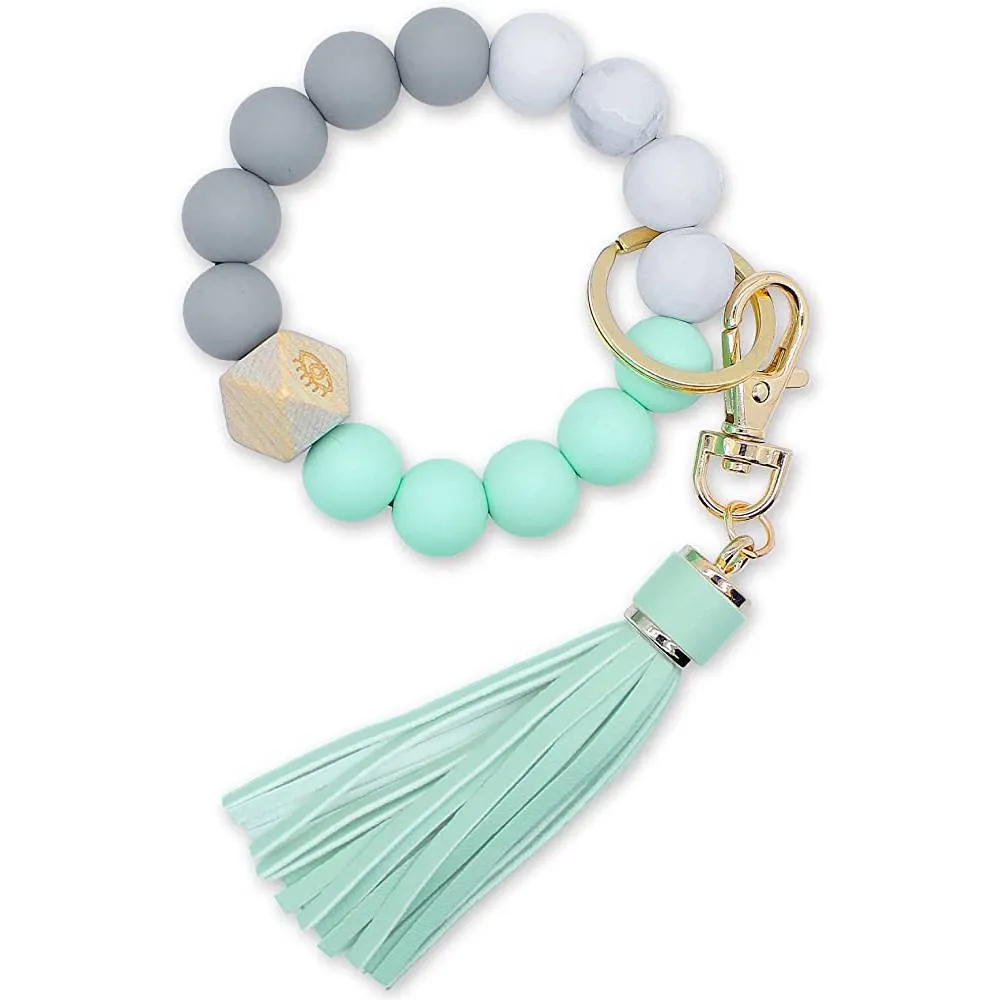 BIHRTC Silicone Key Ring Bracelets Wristlet Keychain Wallet with Net Chapstick Holder for Women | Multiple Colors