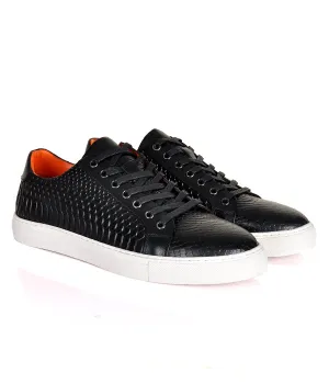 Billionaire Croc Leather Black Sneakers