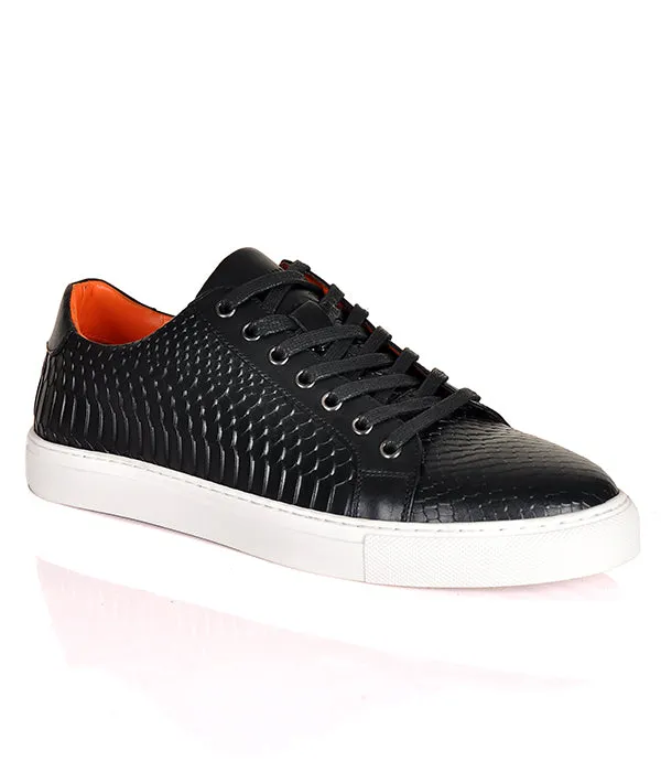 Billionaire Croc Leather Black Sneakers