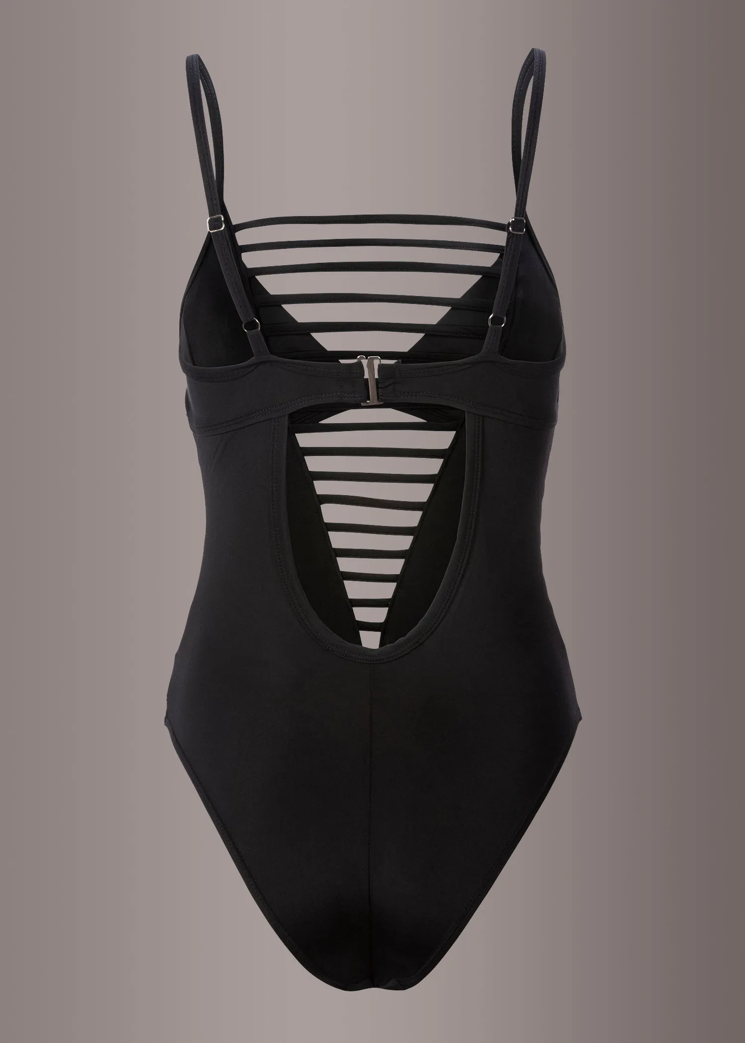 Black Strappy One Piece Swimsuit