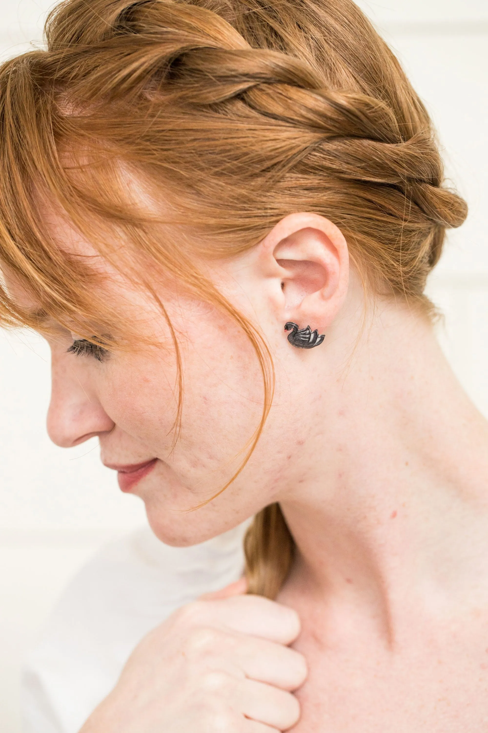Black Swan Stud Earrings