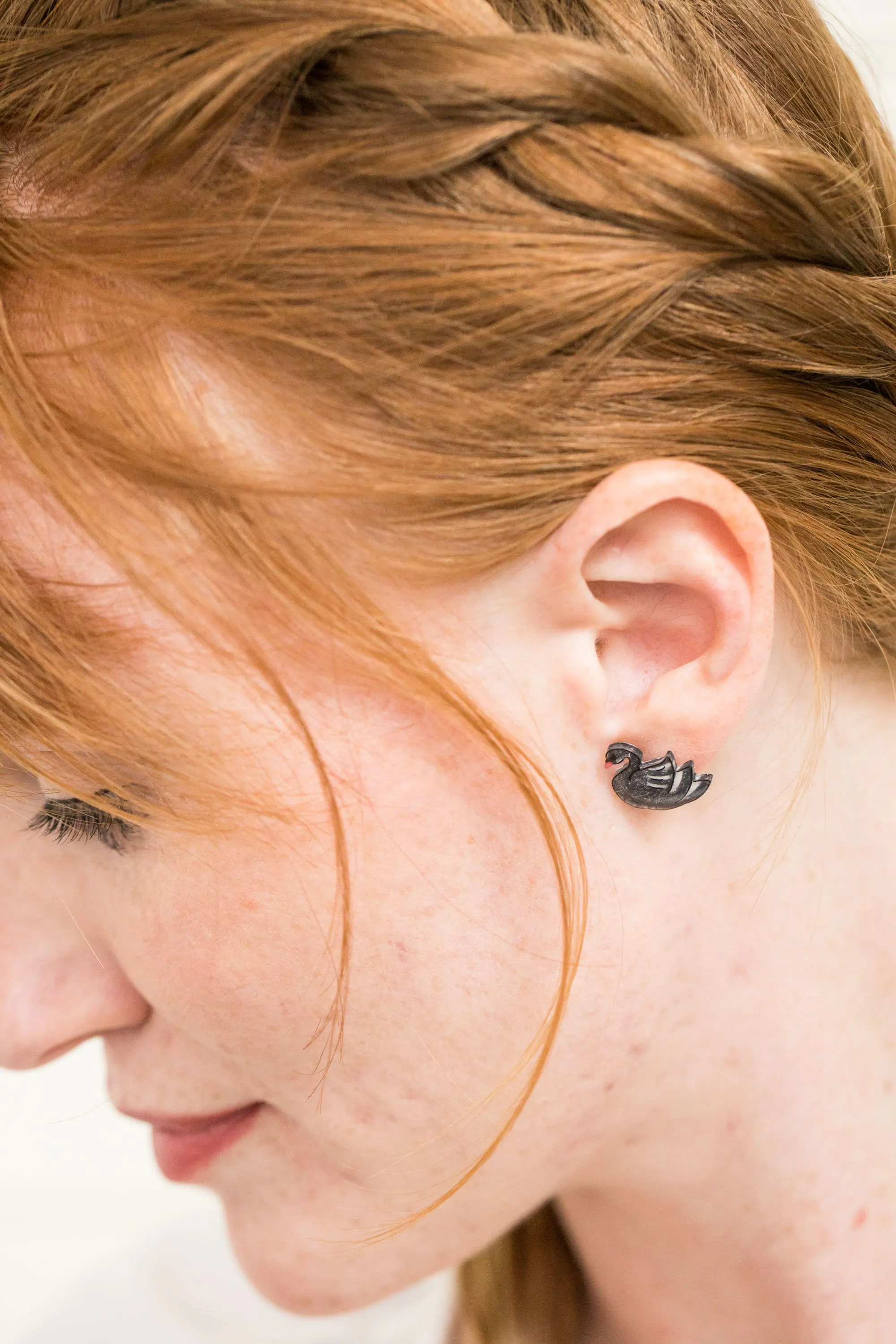 Black Swan Stud Earrings