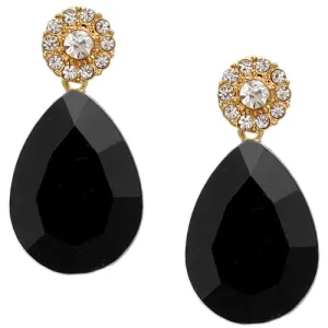 Black Teardrop Gemstone Post Earrings