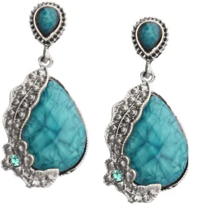 Blue Faceted Rhinestone Teardrop Post Earrings