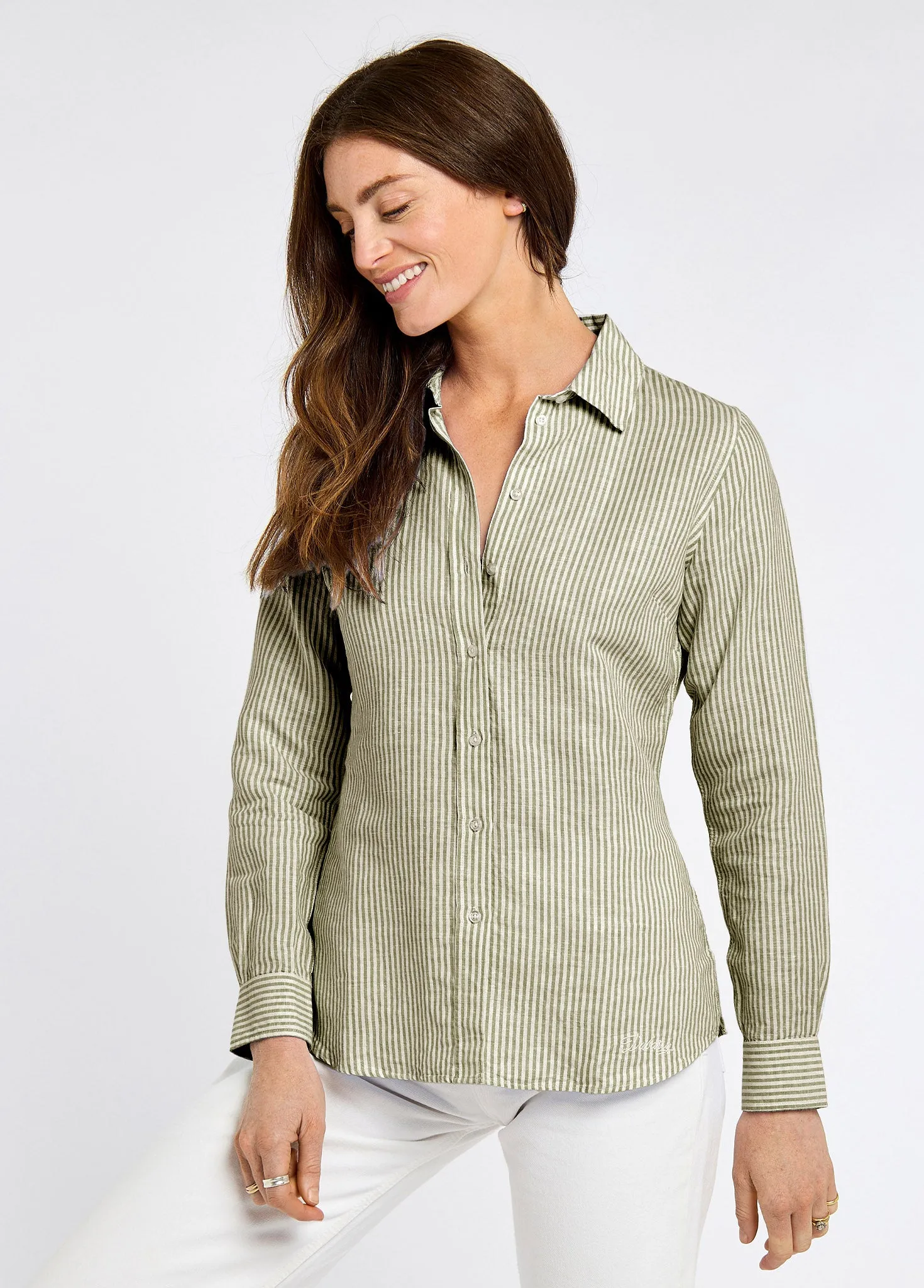 Butterfly Women’s Long Sleeve Linen Shirt - Khaki