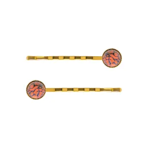 Cabochon Royal Orange Hair Slide Set