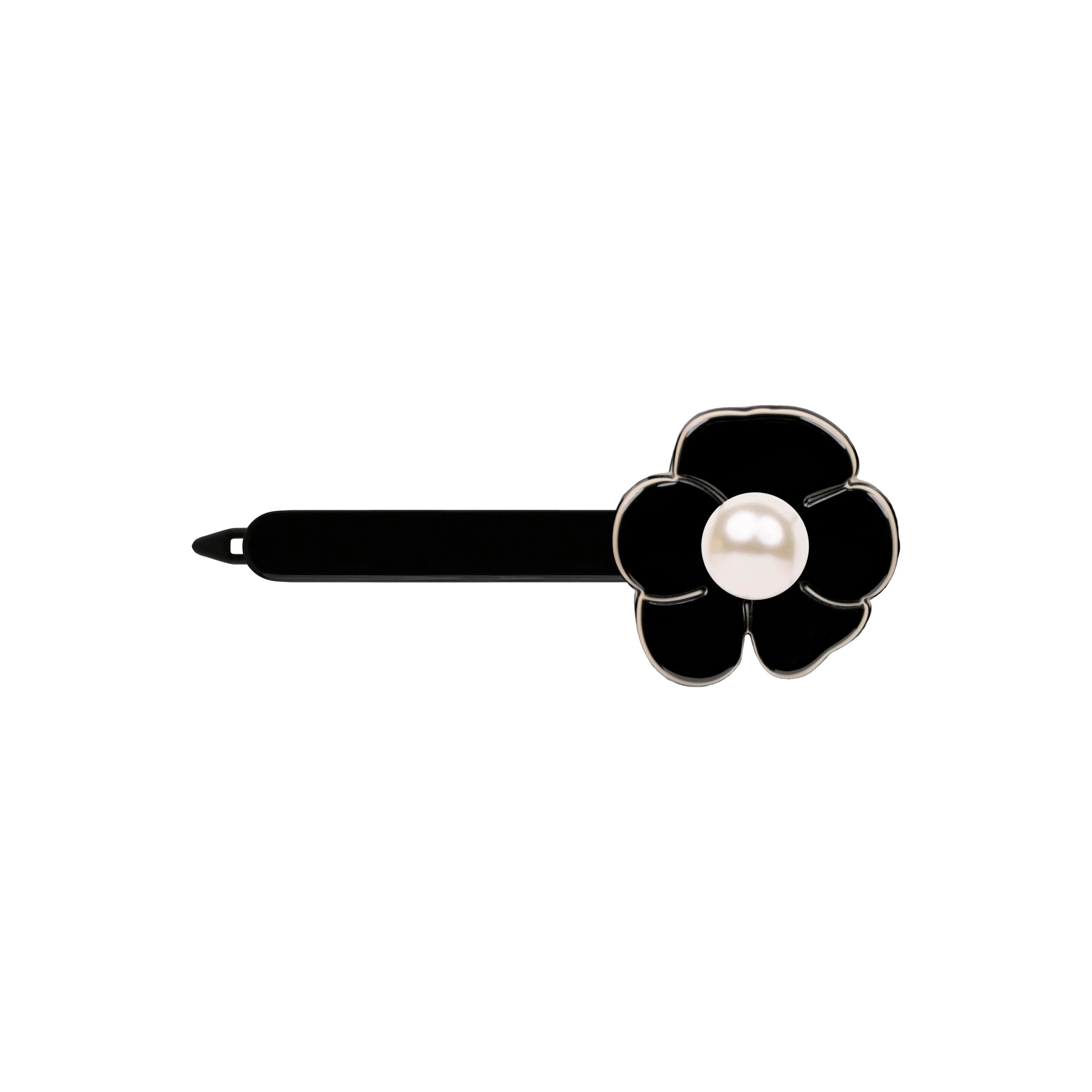 Camellia Pearl Large Black Side Hair Clip