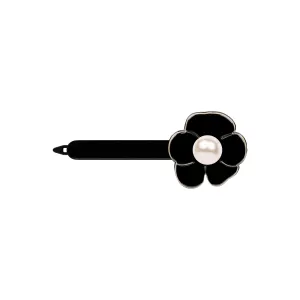 Camellia Pearl Large Black Side Hair Clip