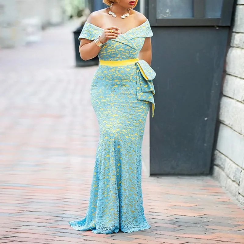 Carrie Burstroff Elegant Marine Blue Retro Party Dress