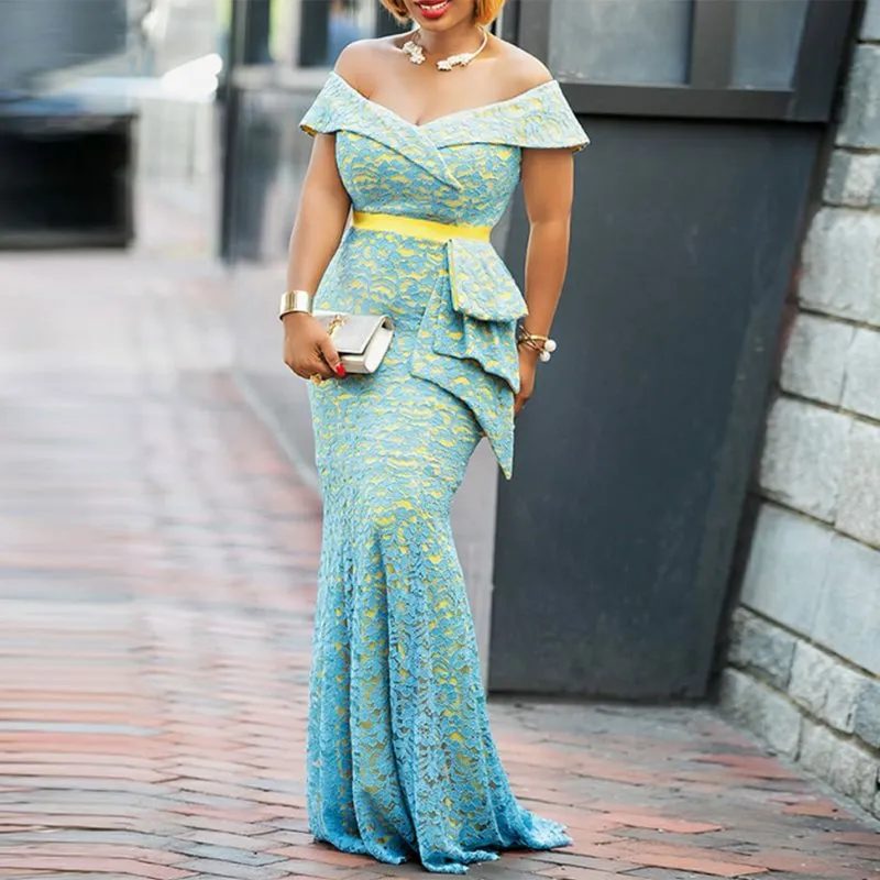Carrie Burstroff Elegant Marine Blue Retro Party Dress