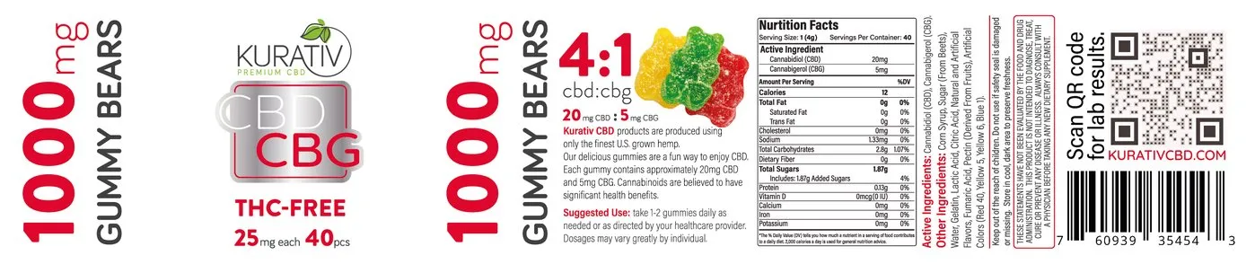 CBD : CBG 1000mg Gummies