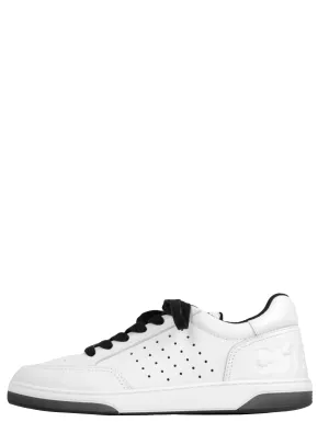 Chanel White/Black Leather Logo Sneakers sz 39