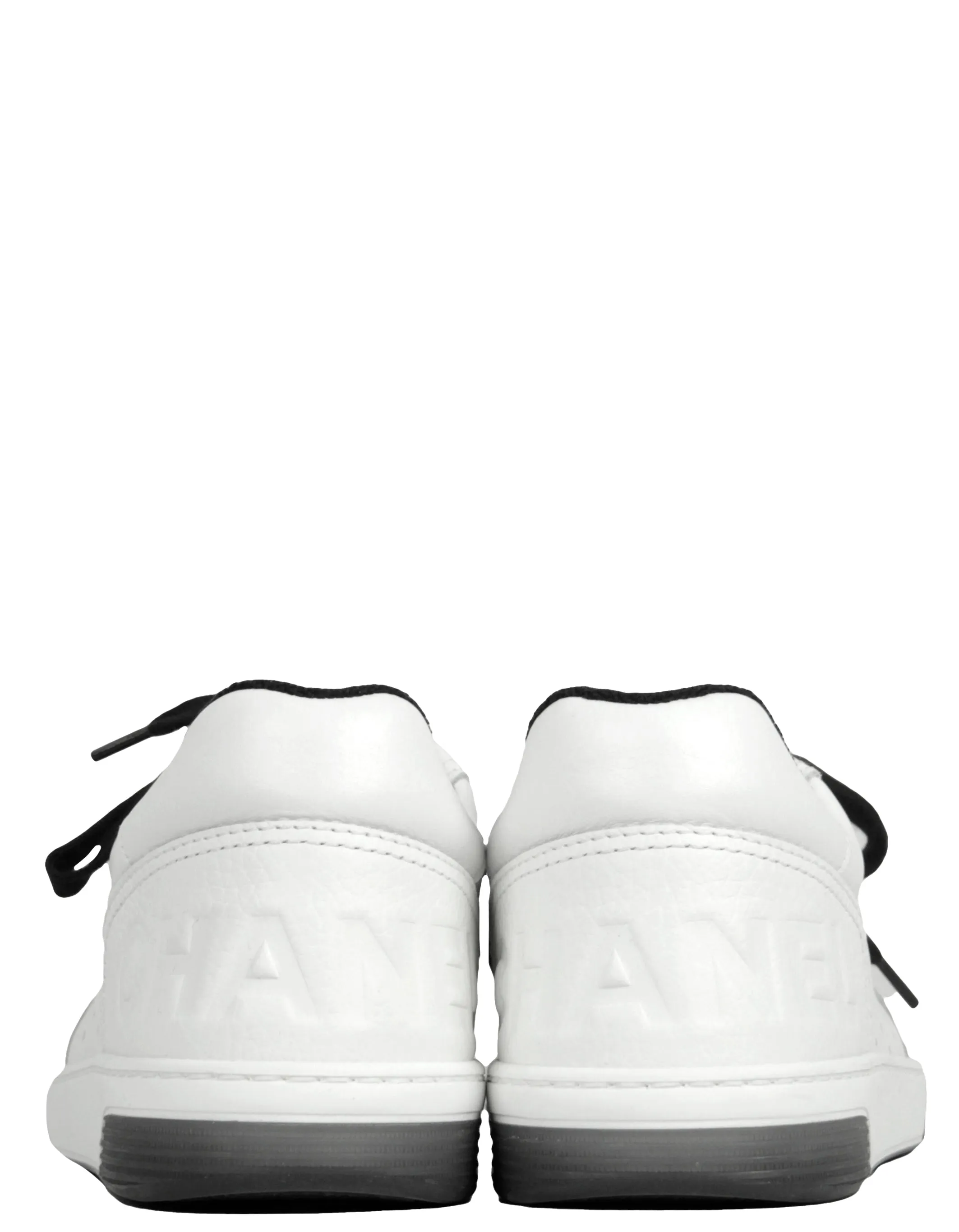 Chanel White/Black Leather Logo Sneakers sz 39