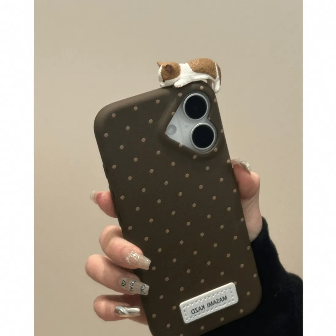 Chic 3D Kitten Polka Dot Leather iPhone Case