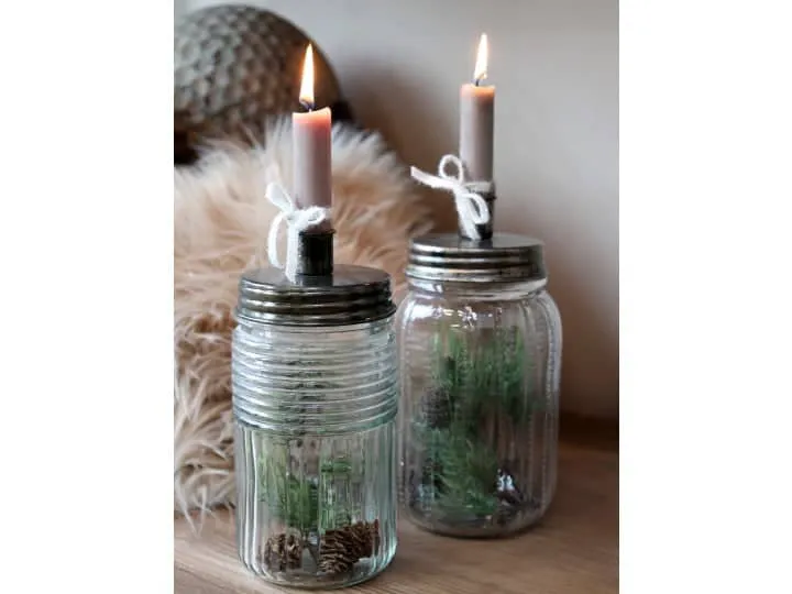 Chic Antique Lysestage m. rillet glaskrukke