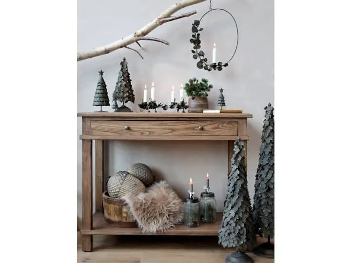 Chic Antique Lysestage m. rillet glaskrukke