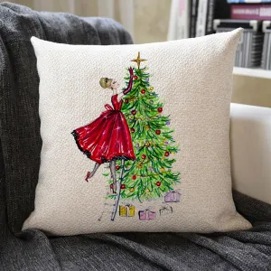 Christmas Themed Linen Pillowcase