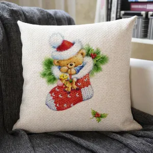 Christmas Themed Linen Pillowcase
