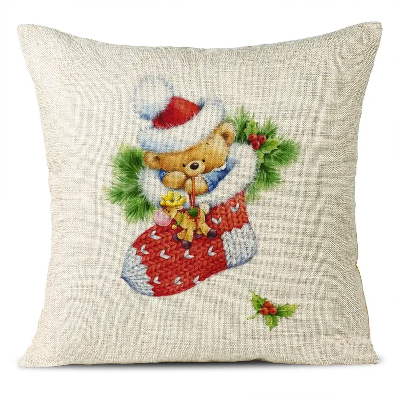Christmas Themed Linen Pillowcase