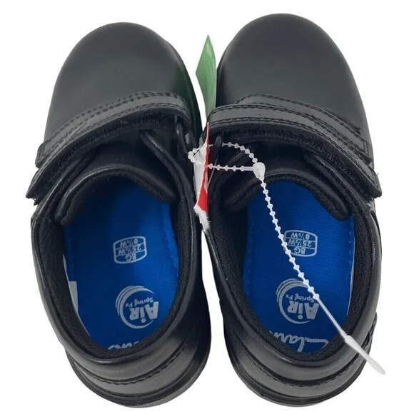 Clarks Boys Black Remi Pace Sneakers Size Wide 8.5 US 25.5 EU Leather NEW NIB
