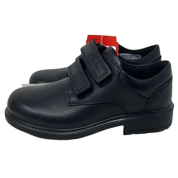 Clarks Boys Black Remi Pace Sneakers Size Wide 8.5 US 25.5 EU Leather NEW NIB