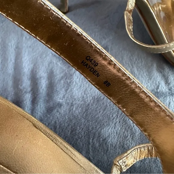 Coach Hayden Metallic Gold Strappy Open Toe Heel Size 8