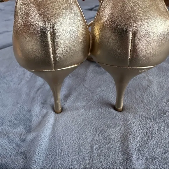 Coach Hayden Metallic Gold Strappy Open Toe Heel Size 8