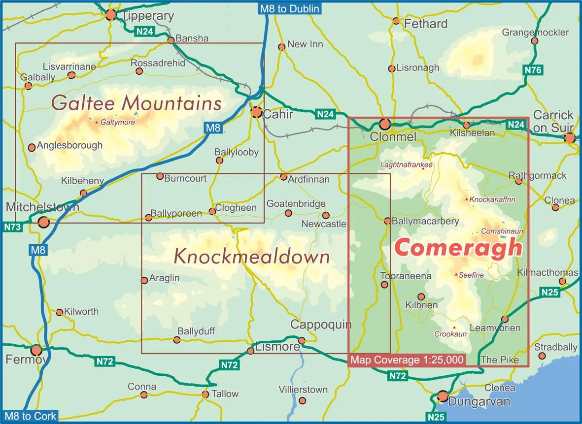 COMERAGH 1:25,000 SCALE MAP - WATERPROOF AND NON-WATERPROOF