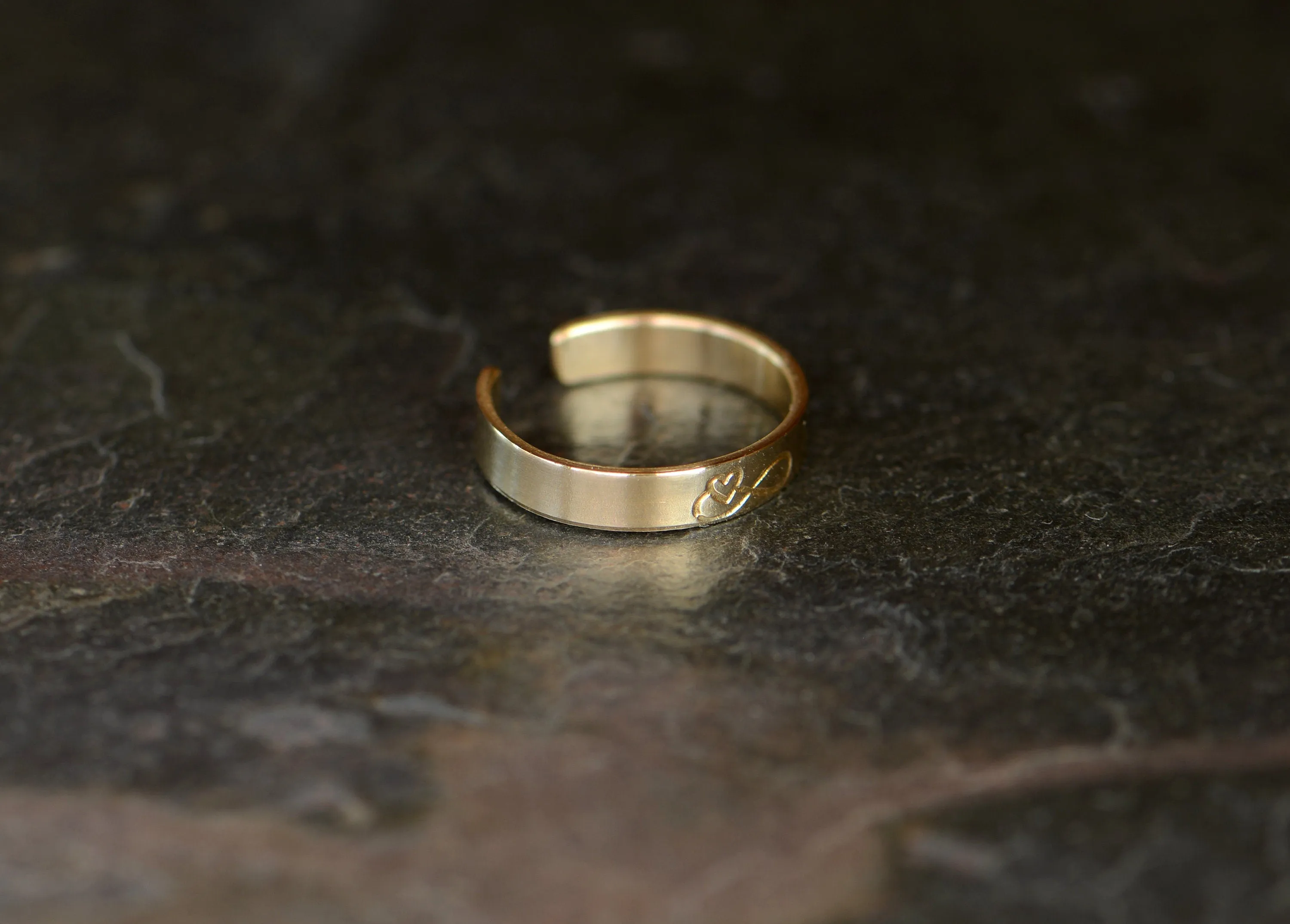 Dainty 14k gold toe ring with infinity and heart - dainty and solid gold
