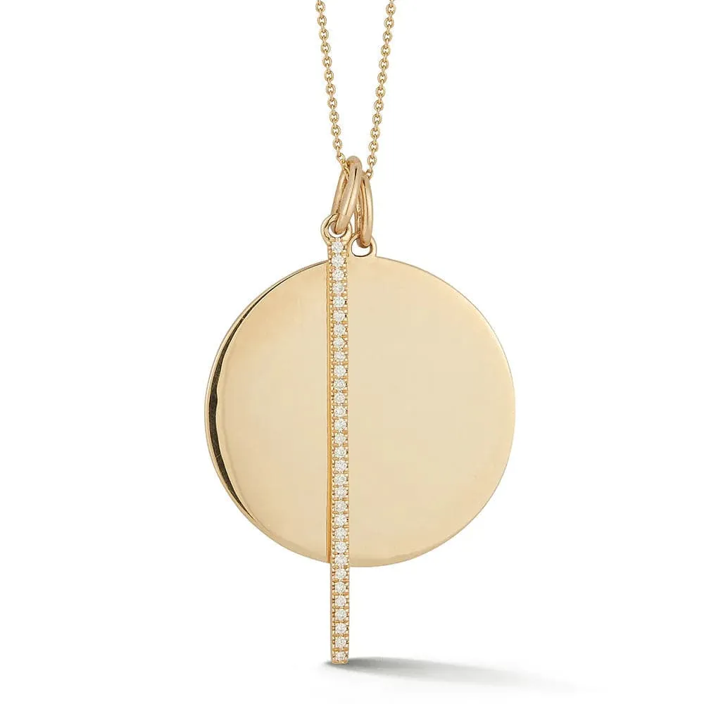 Dana Rebecca Designs Sylvie Rose Disc and Pave Bar Necklace - Yellow Gold